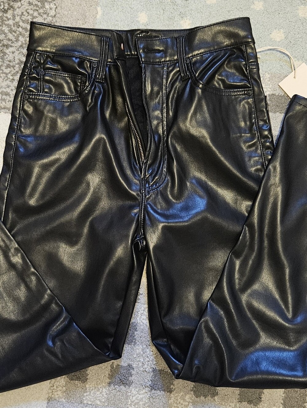 MOTHER High Rise Rider Ankle Faux Leather - Picture 3 of 5
